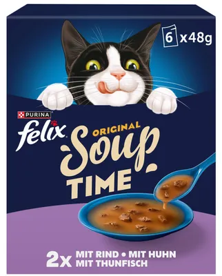 Productafbeelding van FELIX Soup Time Original, aanvullend natvoer voor katten, 6 portiezakjes, rundvlees