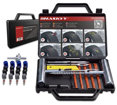 Zdjęcie produktu dla HASKYY zestaw do naprawy opon 53 szt. zestaw do naprawy przebitych opon do samochodu, samochodu osobowego, motocykla