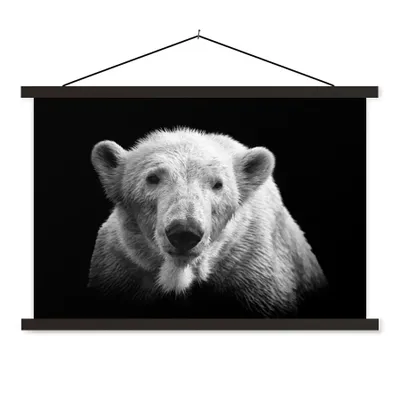 Produktbild von MuchoWow® Textilposter Eisbär - Tier - Schwarz - Weiß 150x100 cm mit schwarzem Rahmen - Schlafzimmer