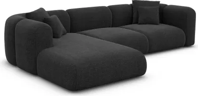 Produktbild von Strukturstoff L-Form Sofa Belio Schwarz Links