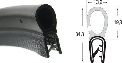 Produktbild von DO14 - PVC/ EPDM Kantenschutz Dichtungs Profil Gummi Dichtung oben - Klemmbereich 4 - 6 mm