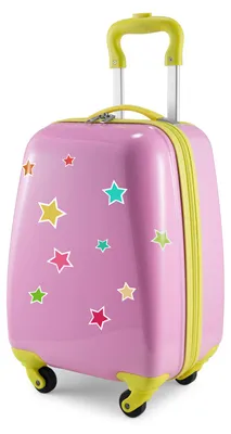 Immagine prodotto di HAUPTSTADTKOFFER - Per bambini - Valigia per bambini con ruote, piccolo trolley con stelle adesive riflettenti, regali per bambini, trolley per bambini 24 L,Rosa
