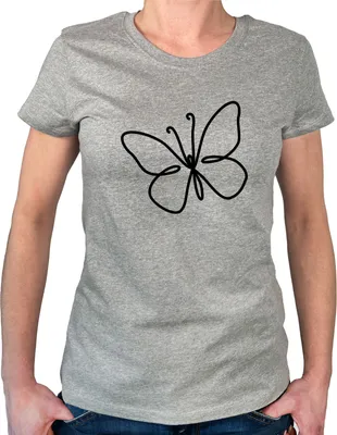 Produktbild von Huuraa Damen T-Shirt Schmetterling Silhouette XXL Sport Grey Bio Baumwolle Fairtrade Damenshirt Geschenkidee