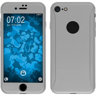 Produktbild von PhoneNatic Case kompatibel mit Apple iPhone 7 / 8 / SE 2020 - Hülle silber 360° Hard-case + Glasfolie
