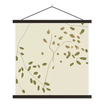Produktbild von MuchoWow® Textilposter Grün - Blumen - Pastell 60x60 cm mit schwarzem Rahmen - Posteraufhänger