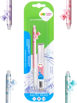 Image de Stylo effaçable + recharges Oursons pastel blister Happy Color