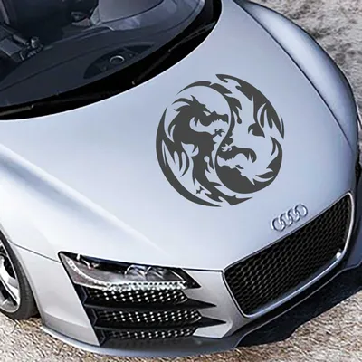 Produktbild von Aufkleber - Autoaufkleber "Yin Yang Drache" 40cm x 40cm Graphit metallic - Tuning Carystyling Heckscheibe Auto