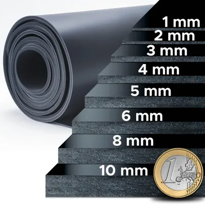 Produktbild von Gummiplatte NR/SBR - Gummimatten Meterware - glattes Vollgummi Stärke 2 mm - 100x300 cm - vielseitig einsetzbar in Werkstatt, Beruf & Privat
