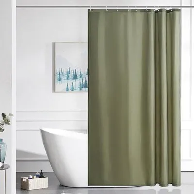 Produktbild von Famanu Duschvorhang schimmelresistent, wasserabweisend, waschbar, salbeigrün, 100 x 200 cm, mit 6 Duschvorhangringen