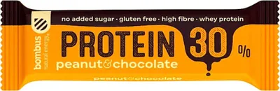Image de Bombus Protein 30% 50 g cacahuètes-chocolat / Barres protéinées, cookies et brownies / Barre protéinée sans gluten, sans sucre ajouté et sans huile de palme