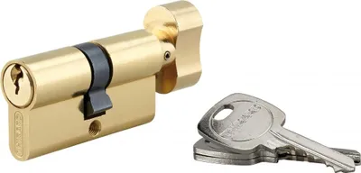 Image de Cylindre de serrure à bouton, 30Bx30mm, anti-arrachement, laiton, 3 clés - THIRARD