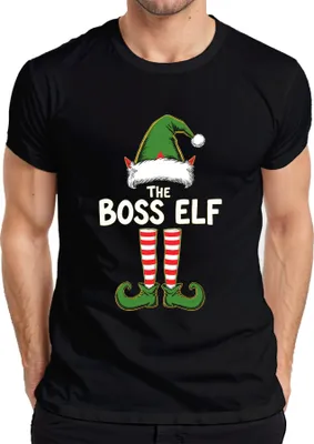 Produktbild von THE BOSS ELF Weihnachtswichtel Weihnachtshut Elfenstiefel Humor Herren T-Shirt, Schwarz, XXL