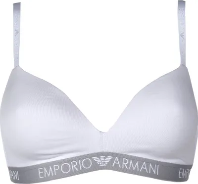 Produktbild von EMPORIO ARMANI Damen Padded Triangle Bra Iconic Baumwolle Triangel BH, Farbe:Weiß, Artikel:-00010 white, Wäschegröße:L