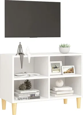 Produktbild von "im Sonderangebot"TV-Schrank Industriestil - CLORIS - Fernsehenschrank - mit Massivholz-Beinen Weiß 69,5x30x50 cm - NeuMöbel4626264