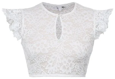 Produktbild von Marjo Dirndlbluse Amlach, ecru, Gr. 34, hochgeschlossen mit floraler Netzspitze und Flügelärmeln