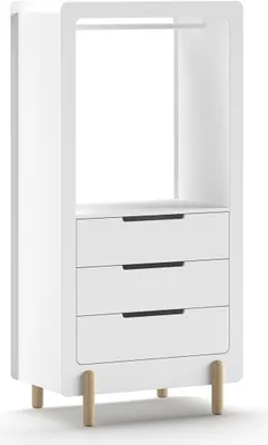 Produktbild von JAXX - SMILE Regalschrank mit 3 Schubladen, Fachboden und Kleiderstange, Ausf. MDF weiß lackiert