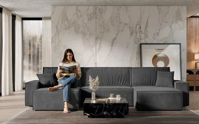 Obrázek produktu pro FurMeb24 Rohová pohovka s rozkládací funkcí a úložným prostorem CLOUD U 372 cm × 132 cm × 83 cm Látka Prime 35