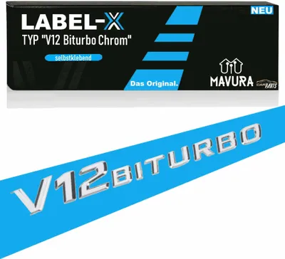 Produktbild von LABEL-X V12 Biturbo AMG chromowany emblemat logo dla Mercedesa S CL itp.
