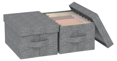 Produktbild von Aufbewahrungsbox mit Deckel, Organizer-Aufbewahrungsbox, faltbare Box mit Griffen, 2er-Set. Zur Aufbewahrung von Kleidung, 33 × 23 × 18 cm