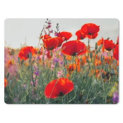 Produktbild von MuchoWow® Mauspad Mousepad Mohn - Blumen - Rot - Lila - Wiese 23x19 cm - Mousepads - Maus Mat - Pad - Mausunterlage - Schreibtischunterlage - Mauspad