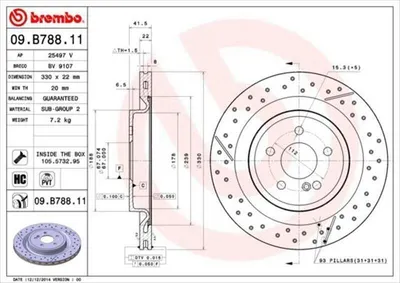 Immagine prodotto di 2x Disco freno BREMBO 09.B788.11 per MERCEDES-BENZ Classe A (W176) 42mm