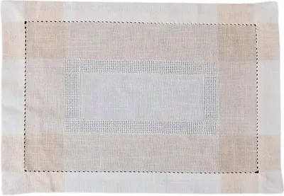 Produktbild von Tischläufer ALMA Leinenoptik mit Hohlsaum Polyester beige 35 x 50 cm