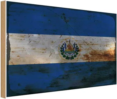 Produktbild von vianmo Holzschild 30x40 cm El Salvador Flagge Fahne Wappen
