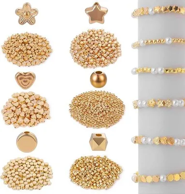 Zdjęcie produktu dla Złote płaskie koraliki – 6 pomysłów na biżuterię DIY