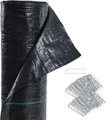 Produktbild von Unkrautfolie Unkrautvlies 100g/m² 1 x 50 m Bodengewebe Mulchvlies Metallnägel