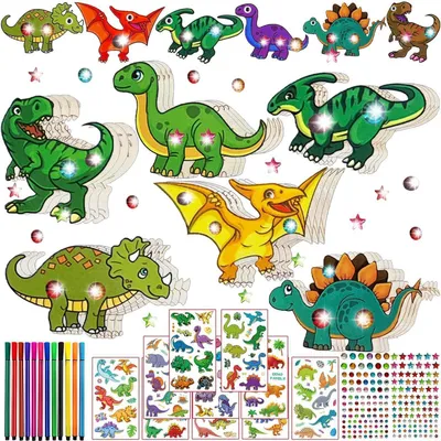 Immagine prodotto di Kit di costruzione in legno per bambini, 24 pezzi, 6 forme, tema dinosauri, con accessori, adatto a bambini dai 4 anni in su