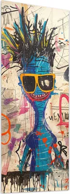 Produktbild von Glasbild 50x125cm in XXL für Wohnzimmer, Schlafzimmer Motiv Graffiti Tiere