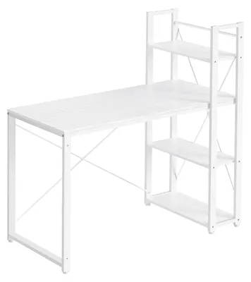 Immagine prodotto di Scrivania bianca con struttura in acciaio – Scrivania – Pannello di particelle di legno – 56 x 120 x 120 cm