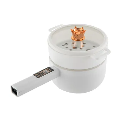 Image de Casserole électrique Blanc 1.6L avec revêtement antiadhésif Casserole électrique avec cuiseur vapeur