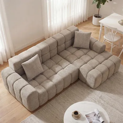 Produktbild von Modernes-Ecksofa,Klassische Sofas mit Armlehnen,Modulares Sofa,Kubisches Sofa-Design,Wohnzimmersofa,Schlafsofa,für Wohnzimmer und Schlafzimmer,Khaki