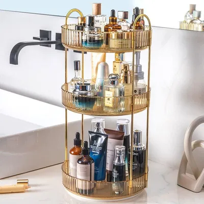 Image de Organisateur de maquillage rotatif à 360° avec grande capacité