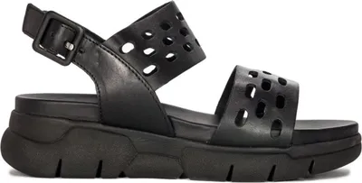 Produktbild von Marco Tozzi Damen Plateausandalen aus narbigem Naturleder mit 5,5 cm Plateauabsatz