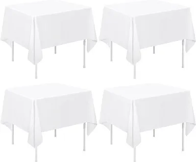Obrázek produktu pro Čtvercové ubrusy 132 x 133 cm – dekorativní a odolné proti skvrnám – 4 kusy – bílé – polyester