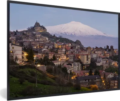 Produktbild von MuchoWow® Gerahmtes Poster Luftaufnahme des Ätna über Messina in Italien 90x60 cm - Poster mit Schwarzem Bilderrahmen Wandposter Rahmen Foto Bilder - Fotorahmen - Foto-Plakat