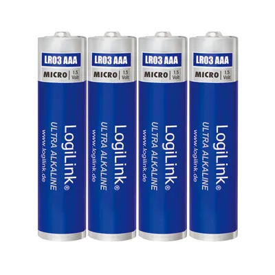 Produktbild von LogiLink LR03B4, Einwegbatterie, AAA, Alkali, 1,5 V, 4 Stück(e), 650 mAh