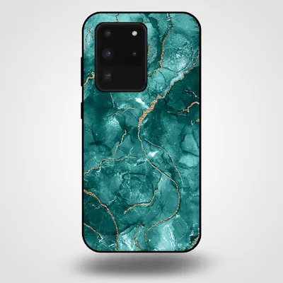 Produktbild von Smartphonica Handytasche für Samsung Galaxy S20 Ultra mit Marmordruck - TPU Rückseite Abdeckung Fall Marmor Design - Gold Grün
