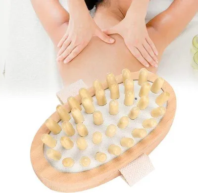 Productafbeelding van Massageborstel met knoppen voor cellulite, van hout