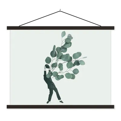 Produktbild von MuchoWow® Textilposter Ballon - Mann - Retro 150x113 cm mit schwarzem Rahmen - Wohnzimmer