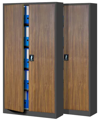 Image de lot de 2 armoires de classement C001 armoire métallique armoire à outils armoire de bureau armoire de stockage armoire universelle revêtement par poudre portes battantes 185 cm x 90 cm x 40 cm couleur : anthracite/imitation bois