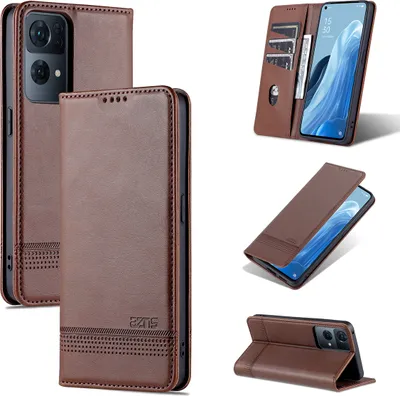 Obrázek produktu pro OPPO Reno7 Pro 5G Leather Case, Flip Cover Wallet Case Magnetic Closure Stand Protective Case pro OPPO Reno7 Pro 5G Coffee