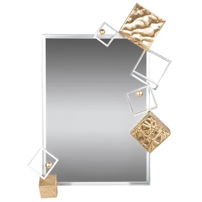Produktbild von GILDE Spiegel rechteckig Cubes goldfarben, silberfarben H. 84,5 cm, 84347
