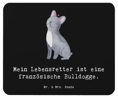Produktbild von Mr. & Mrs. Panda Mouse Pad Französische Bulldogge Lebensretter - Schwarz - Geschenk, computer mousepad, Mauspad, laptop