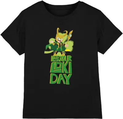 Produktbild von Loki - "Loki Day" T-Shirt für Kinder - St Patricks-Tag TV3816 (116) (Schwarz)