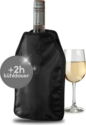Zdjęcie produktu dla Wszechstronne etui chłodzące "Style" - chłodziarka do wina, piwa lub szampana utrzymuje napoje w chłodzie przez wiele godzin - chłodziarka do butelek w podróży lub w domu w kolorze czarnym