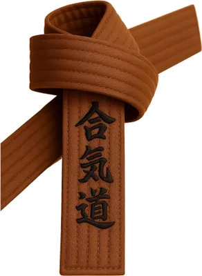 Produktbild von Aikidogürtel Braun bestickt - Aikido Schriftzeichen japanisch - Braungurt mit Kanji Bestickung - 330 cm Länge