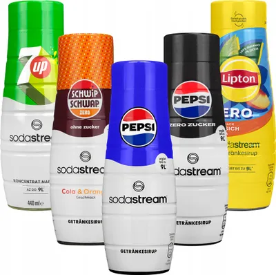Image de SodaStream Sirop Set 5x440ml Pepsi 7UP Lipton Schwip Schwap Zero Boisson mélangée
